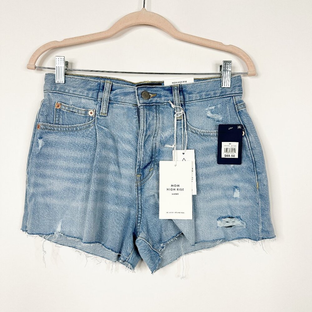 2/$30 NWT Lucky Brand High Rise Mom Short Distressed Jeans High Tide 26 #A1385 - Picture 5 of 11